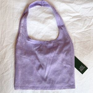 Purple Ribbed Halter Top